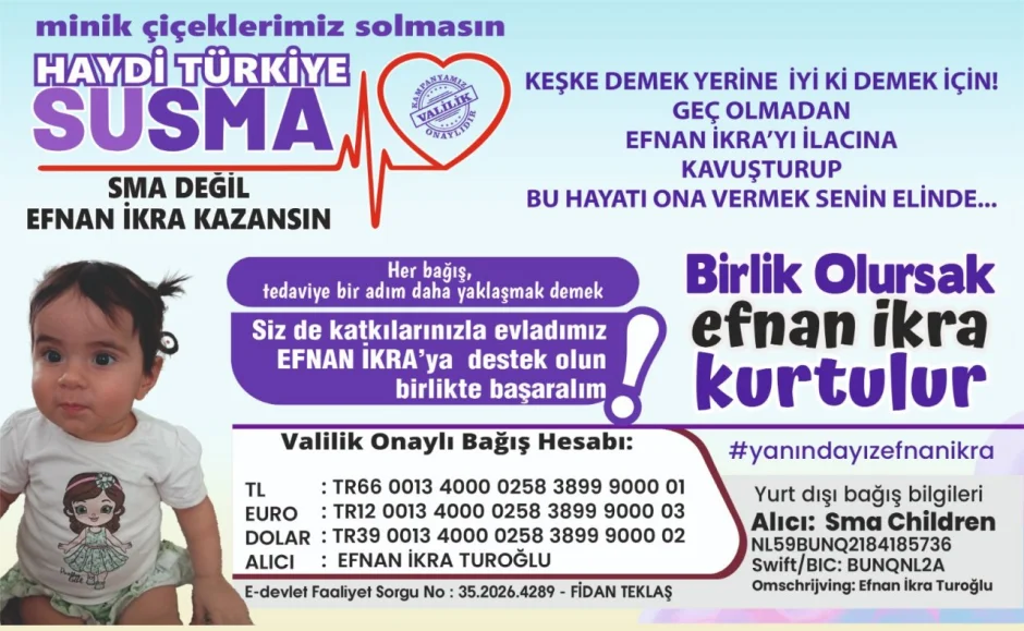 SMA Hastası Efnan İkra İçin Zamana Karşı Yarış